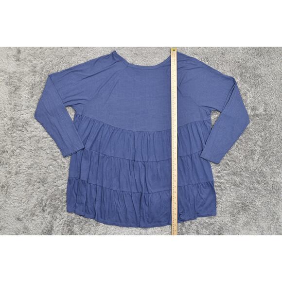 Torrid Blue Plus Size 3 Polyester Blouse - Preowned Flared Long Sleeve Stretch - Picture 5 of 9
